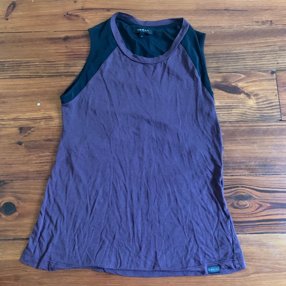 Koral burgundy and black mesh tank top size S